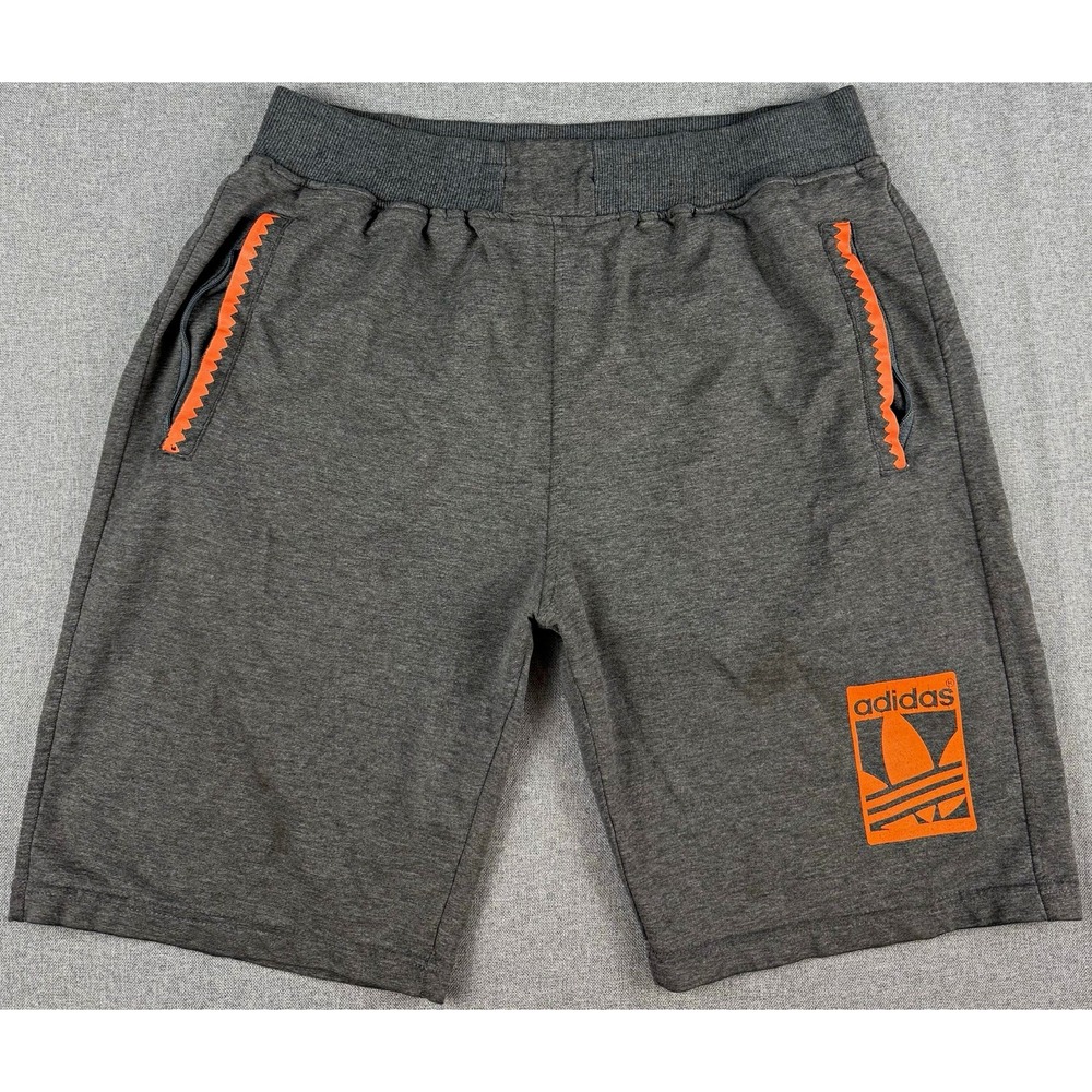 Adidas Originals Mens XL Shorts Gray Orange Trefoil Logo Athletic Sweat
